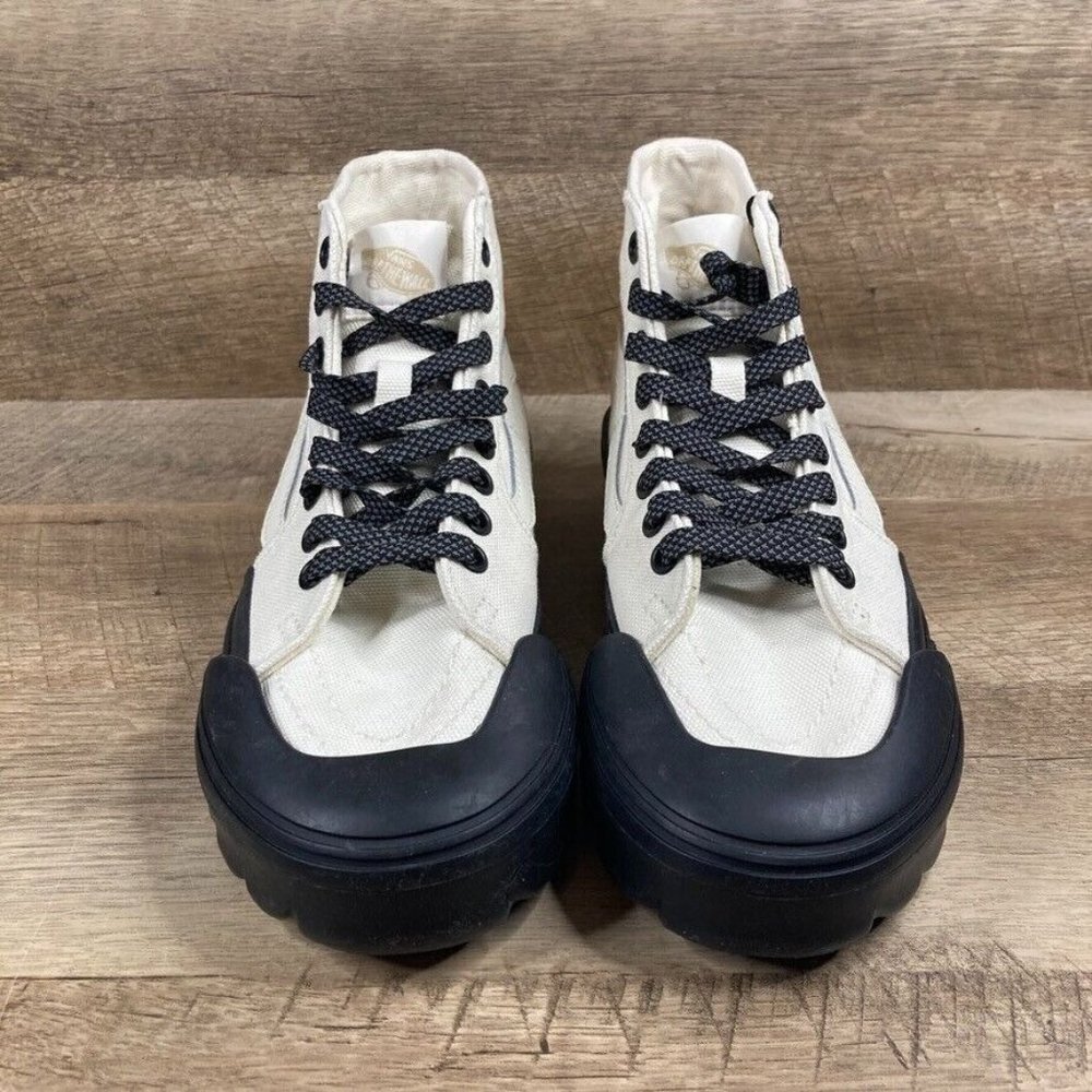 Vans High-Top Sneakers in Cream and Black - Picture 3 of 7